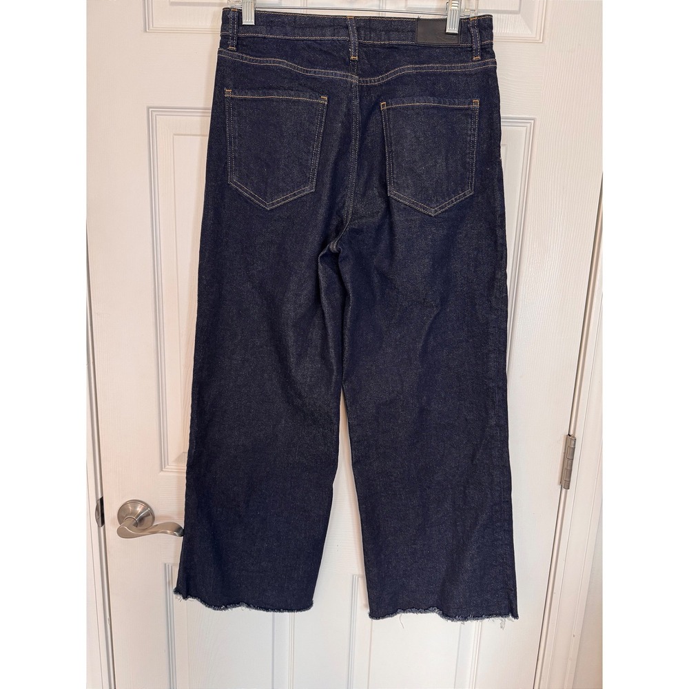 Rails Getty Crop Jeans Dark Wash Blue Denim High Rise Wide Leg Raw Hem NWT Boho - Picture 5 of 12